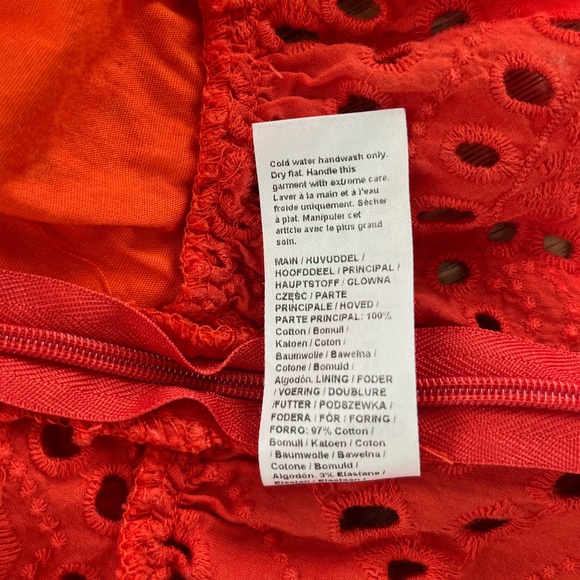 EUC River Island Red Eyelet Embroidered Open Back Blouse with Ruffles - Picture 7 of 7